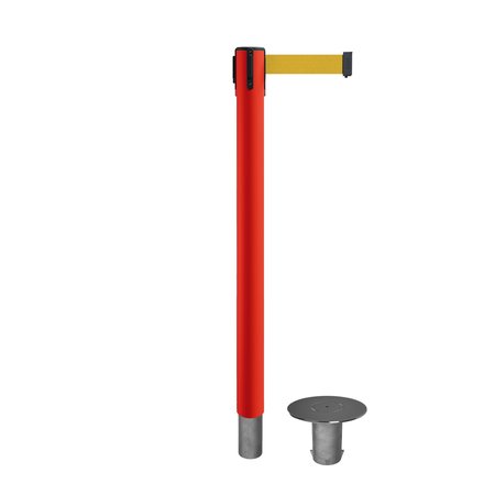MONTOUR LINE Removable Safety Stanchion Belt Barrier Red Post 14ft.Yellow Belt MSX650R-RD-YW-140